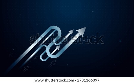 The modern digital moving up smooth arrows moves forward, showing clear direction toward a future goal. and Curved arrow paths represent innovation