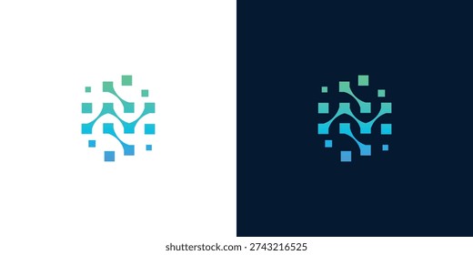 Modern digital network initial N logo design concept, symbolizing innovative technology, seamless data connection, and future-forward communication for creative branding and corporate identity