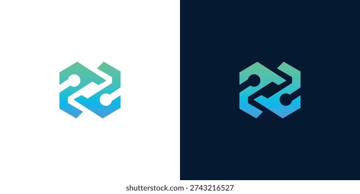 Modern digital network initial N logo design concept, symbolizing innovative technology, seamless data connection, and future-forward communication for creative branding and corporate identity