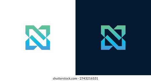 Modern digital network initial N logo design concept, symbolizing innovative technology, seamless data connection, and future-forward communication for creative branding and corporate identity