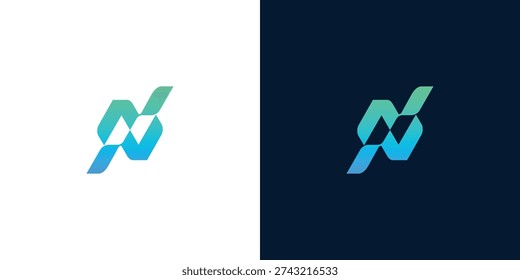 Modern digital network initial N logo design concept, symbolizing innovative technology, seamless data connection, and future-forward communication for creative branding and corporate identity