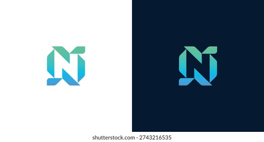 Modern digital network initial N logo design concept, symbolizing innovative technology, seamless data connection, and future-forward communication for creative branding and corporate identity