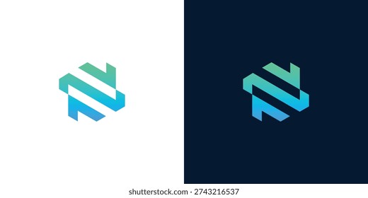 Modern digital network initial N logo design concept, symbolizing innovative technology, seamless data connection, and future-forward communication for creative branding and corporate identity