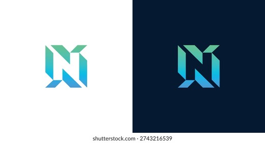 Modern digital network initial N logo design concept, symbolizing innovative technology, seamless data connection, and future-forward communication for creative branding and corporate identity