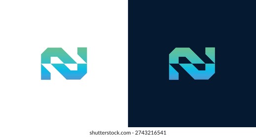 Modern digital network initial N logo design concept, symbolizing innovative technology, seamless data connection, and future-forward communication for creative branding and corporate identity
