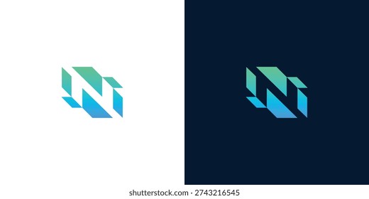 Modern digital network initial N logo design concept, symbolizing innovative technology, seamless data connection, and future-forward communication for creative branding and corporate identity