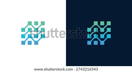 Modern digital network initial N logo design concept, symbolizing innovative technology, seamless data connection, and future-forward communication for creative branding and corporate identity