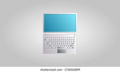 Moderna computadora portátil digital nueva para juegos, trabajo y entretenimiento con fondo blanco. Ilustración del vector
