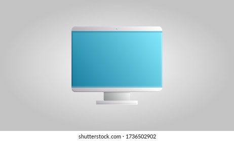 Modern digital new liquid crystal flat-panel computer monitor for games, work and entertainment on a white background. Vector illustration