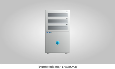 Modern digital new stationary office computer system unit for games, work and entertainment on a white background. Vector illustration