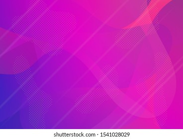 Modern Digital Pattern with Fluid Shapes. Light Template for Cover, Poster, Banner, Greeting Card. Minimal Cover Layout. Abstract Bubbles and Dots. Creative Neon Pink, Blue, Violet Background.