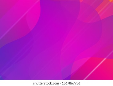 Modern Digital Pattern with Fluid Shapes. Abstract Bubbles in Memphis Style. Minimal Cover Layout. Creative Neon Pink, Blue, Violet Background. Light Template for Cover, Poster, Banner, Greeting Card.