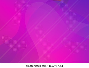Modern Digital Pattern with Fluid Shapes. Abstract Bubbles in Memphis Style. Light Template for Cover, Poster, Banner, Greeting Card. Minimal Cover Layout. Creative Neon Pink, Blue, Violet Background.