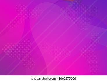 Modern Digital Pattern with Fluid Shapes. Minimal Cover Layout. Light Template for Cover, Poster, Banner, Greeting Card. Creative Neon Pink, Blue, Violet Background. Abstract Bubbles in Memphis Style.