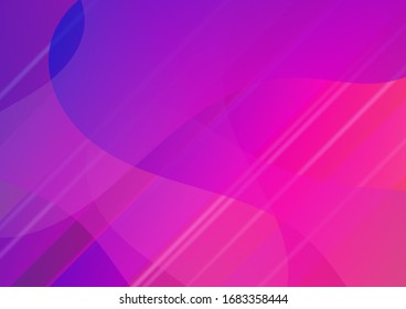 Modern Digital Pattern with Fluid Shapes. Light Template for Cover, Poster, Banner, Greeting Card. Abstract Bubbles in Memphis Style. Minimal Cover Layout. Creative Neon Pink, Blue, Violet Background.