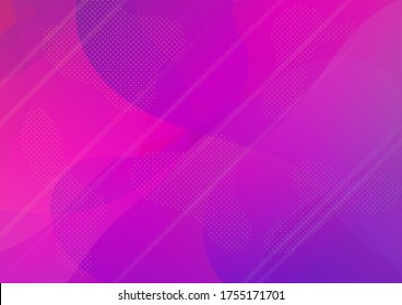Modern Digital Pattern with Fluid Shapes. Minimal Cover Layout. Creative Neon Pink, Blue, Violet Background. Light Template for Cover, Poster, Banner, Greeting Card. Abstract Bubbles in Memphis Style.