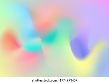 Modern Digital Pattern with Fluid Shapes. Light Template for Cover, Poster, Banner, Greeting Card. Minimal Watercolor Layout. Abstract Curves and Lines. Creative Neon Pink, Blue, Violet Background.