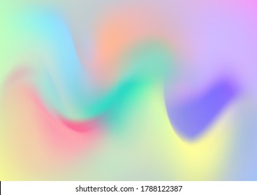 Modern Digital Pattern with Fluid Shapes. Minimal Watercolor Layout. Light Template for Cover, Poster, Banner, Greeting Card. Abstract Curves and Lines. Creative Neon Pink, Blue, Violet Background.