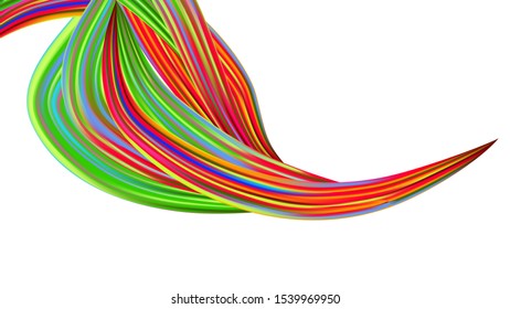 Modern Digital Pattern with Rainbow Brush Strokes. Abstract Realistic Minimal Watercolor Layout. Creative Neon Pink, Blue, Violet Background. Light Template for Cover, Poster, Banner, Greeting Card.