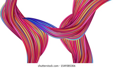 Modern Digital Pattern with Rainbow Brush Strokes. Abstract Realistic Creative Neon Pink, Blue, Violet Background. Minimal Watercolor Layout. Light Template for Cover, Poster, Banner, Greeting Card.