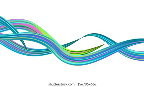 Modern Digital Pattern with Rainbow Brush Strokes. Minimal Watercolor Layout. Creative Neon Pink, Blue, Violet Background. Light Template for Cover, Poster, Banner, Greeting Card. Abstract Realistic