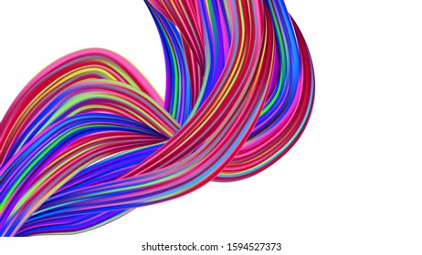 Modern Digital Pattern with Rainbow Brush Strokes. Minimal Watercolor Layout. Creative Neon Pink, Blue, Violet Background. Abstract Realistic Light Template for Cover, Poster, Banner, Greeting Card.