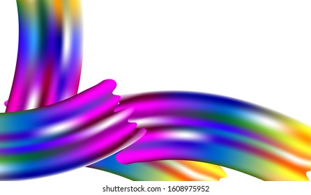 Modern Digital Pattern with Rainbow Brush Strokes. Minimal Watercolor Layout. Creative Neon Pink, Blue, Violet Background. Light Template for Cover, Poster, Banner, Greeting Card. Abstract Realistic
