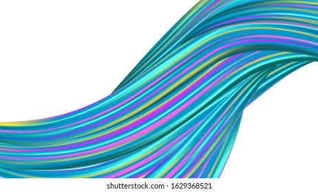 Modern Digital Pattern with Rainbow Brush Strokes. Abstract Realistic Light Template for Cover, Poster, Banner, Greeting Card. Minimal Watercolor Layout. Creative Neon Pink, Blue, Violet Background.