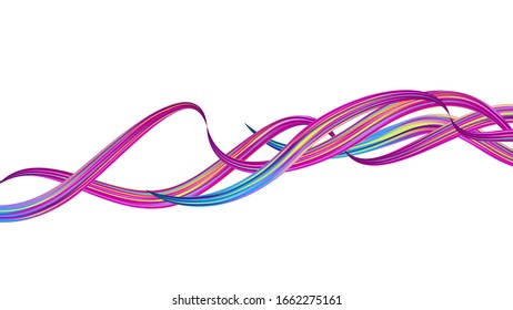 Modern Digital Pattern with Rainbow Brush Strokes. Minimal Watercolor Layout. Creative Neon Pink, Blue, Violet Background. Light Template for Cover, Poster, Banner, Greeting Card. Abstract Realistic