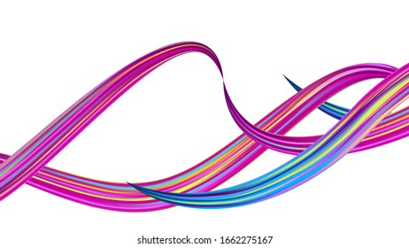 Modern Digital Pattern with Rainbow Brush Strokes. Abstract Realistic Creative Neon Pink, Blue, Violet Background. Minimal Watercolor Layout. Light Template for Cover, Poster, Banner, Greeting Card.