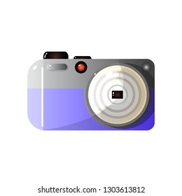 Modern Digital Photo Camera Front View Vector Illustration