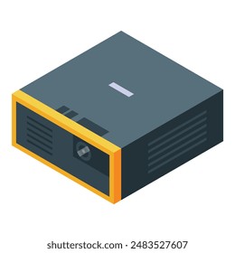 Modern digital projector for displaying presentations in a bright yellow and gray body