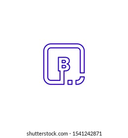 modern digital purple line square technology B logotype isolated on white background design concept.