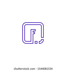 modern digital purple line square technology F logotype isolated on white background design concept.