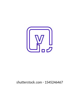 modern digital purple line square technology V logotype isolated on white background design concept.