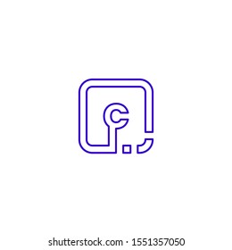 modern digital purple line square technology C logotype isolated on white background design concept.