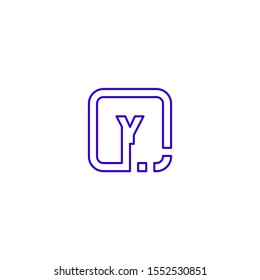modern digital purple line square technology Y logotype isolated on white background design concept.