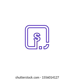 modern digital purple line square technology S logotype isolated on white background design concept.