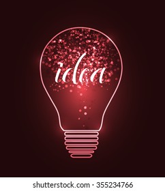 Modern digital red light bulb idea design. Vector illustration.