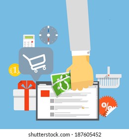 Modern digital shop concept. Flat design