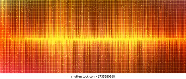 Modern Digital Sound Wave on orange Background,technology and earthquake wave diagram concept,design for music studio and science,Vector Illustration.