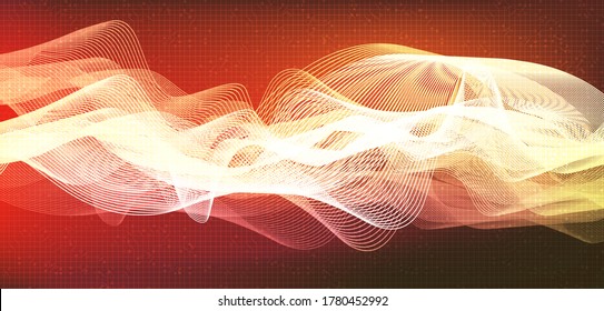 Modern Digital Sound Wave on Red Background,technology and earthquake wave diagram concept,design for music studio and science,Vector Illustration.
