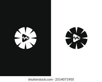 Logo moderno de transmisión digital con símbolo de reproducción y onda de sonido