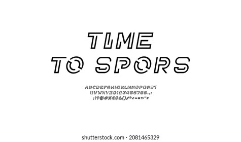 Modern digital style alphabet, trendy font from thin segment line, italic technology style letters and numbers and punctuation marks, vector illustration 10EPS