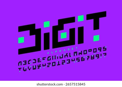 Modern Digital style font design, alphabet letters and numbers vector illustration