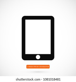 Modern digital tablet PC icon, stock vector illustration flat design style