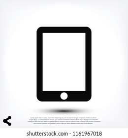 Modern digital tablet PC icon, stock vector illustration flat design style