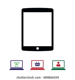 Modern digital tablet PC icon, stock vector illustration flat design style