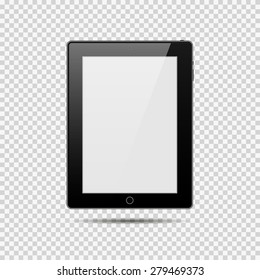 Modern digital tablet PC with shadow on black and white background