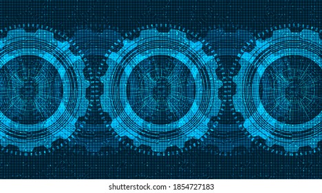 Modern Digital Technical Gears wheel and Cock on Technology Background,free space for text input,vector